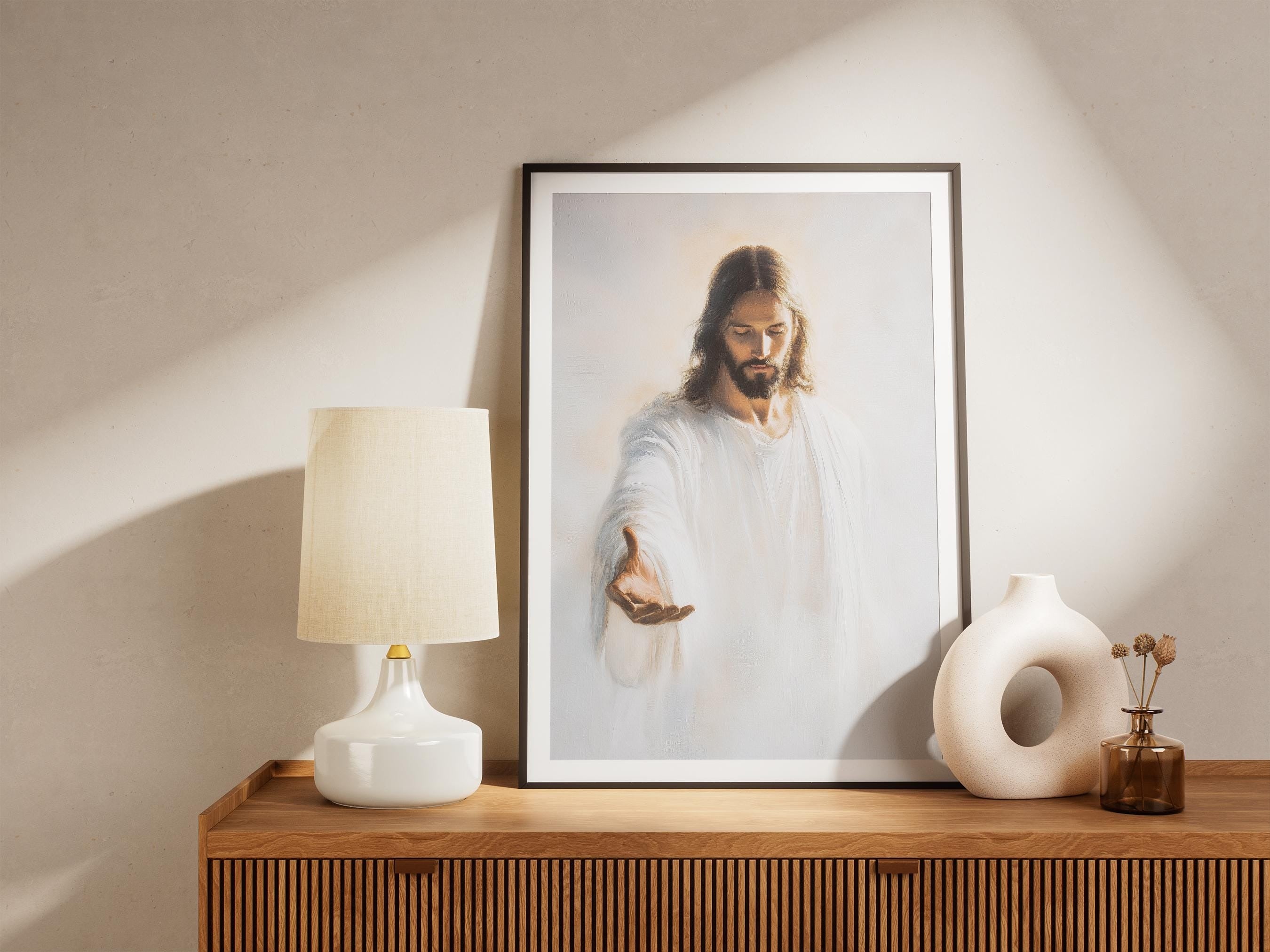 Come Follow Me Jesus Poster, Christian Wall Art, Catholic Religious Decor, Bible Art Print, Christ LDS Portrait, Printable Jesus Artwork